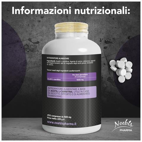 Acetil L-Carnitina 450 Compresse - 1000 mg per Dose Giornaliera - Energia, Tono e Vitalità - Foto 2