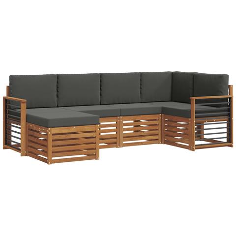 Set divani 6 pcs Naturale e Antracite Legno di Acacia Massello - Foto 1