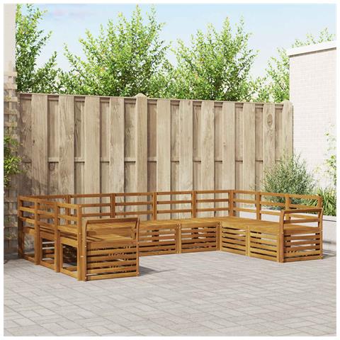 Set divani 9 pcs Naturale Legno di Acacia Massello - Foto 2
