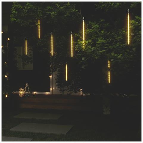 Luci Meteoriche 8 pz 30cm Bianco Caldo 192 LED Interni Esterni - Foto 2