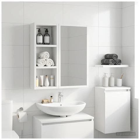Armadio da bagno a muro con lo scaffale Bianco 20 x 10 x 50 cm - Foto 2