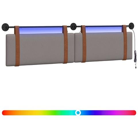 Testiera sospesa Con luce LED Tortora PU Antico - Foto 1