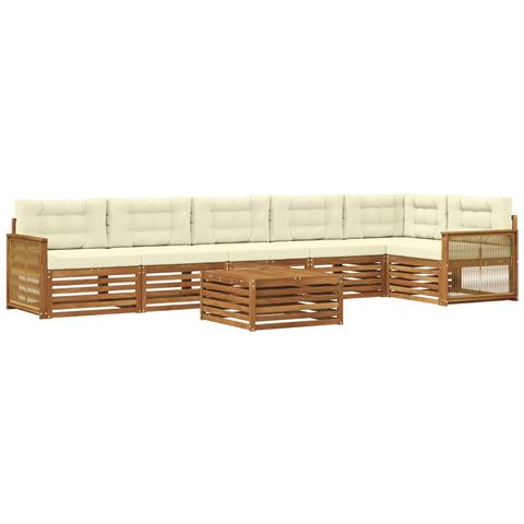 Set di divani da esterno con cuscino 7 pcs Naturale e Crema - Foto 1