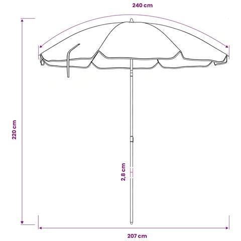 Ombrello da giardino 240 cm Poliestere 170T Arancione - Foto 7