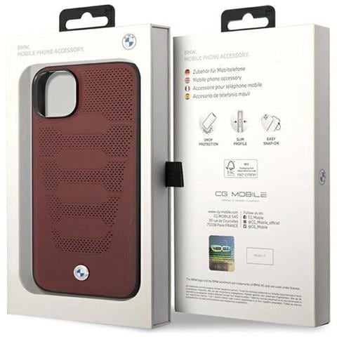 Custodia Bmw Bmhcp14s22rpsr Per Iphone 14 6.1 Bordeaux /porpora Con Motivo In Pelle. - Foto 1