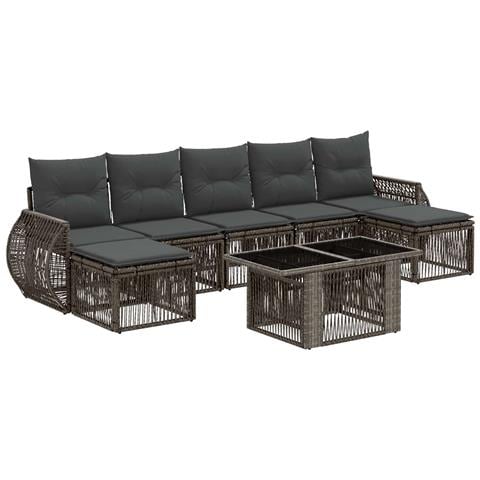 Set Divano da Giardino 8 pz Grigio e Grigio Scuro polyrattan - Foto 1
