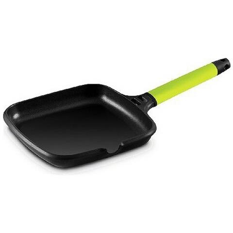 Fundix Castey Piastra Antiaderente in Alluminio pressofuso, 27 x 27 cm, Cottura a induzione, Manico Removibile Color Kiwi - Foto 1