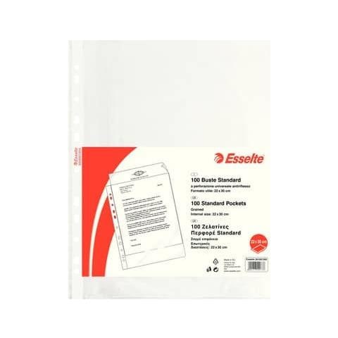 Buste A Perforazione Universale Goffrate Esselte Standard Pp Antiriflesso 22x30 Cm Conf. 100 - 391007300 - Foto 1
