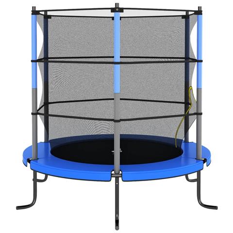 Trampolino con Rete di Sicurezza Rotondo 140x160 cm Blu - Foto 2
