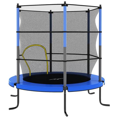 Trampolino con Rete di Sicurezza Rotondo 140x160 cm Blu - Foto 5