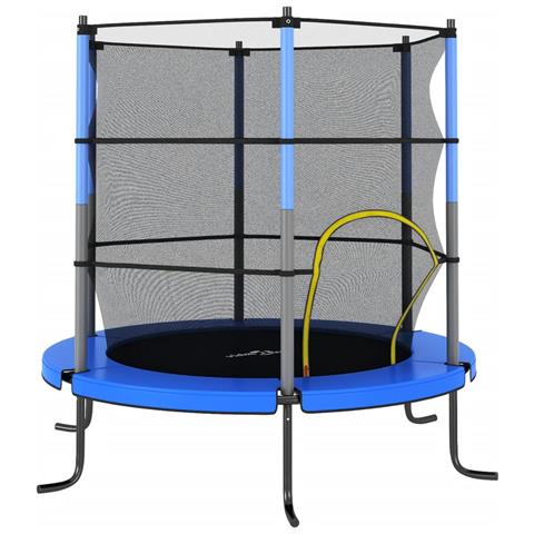 Trampolino con Rete di Sicurezza Rotondo 140x160 cm Blu - Foto 1