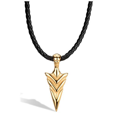 Collana da Uomo in Pelle Premium, ""Arrow"", 50cm, Oro - Foto 1