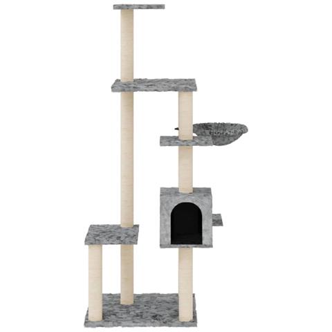 Albero Per Gatti Con Tiragraffi In Sisal Grigio Chiaro 142 Cm - Foto 2