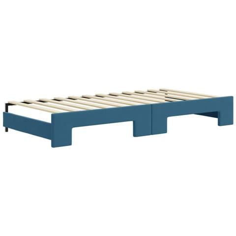 Divano Letto Estraibile Con Materassi Blu 90x200 Cm Velluto - Foto 2
