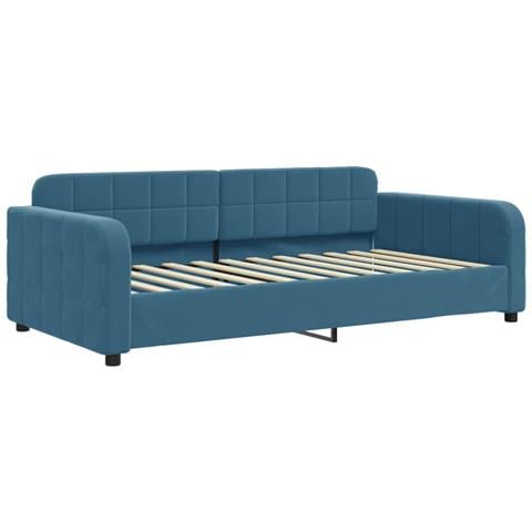 Divano Letto Estraibile Con Materassi Blu 90x200 Cm Velluto - Foto 9