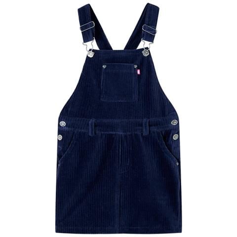 Abito Scamiciato Da Bambina Velluto A Coste Blu Marino 104 - Foto 1
