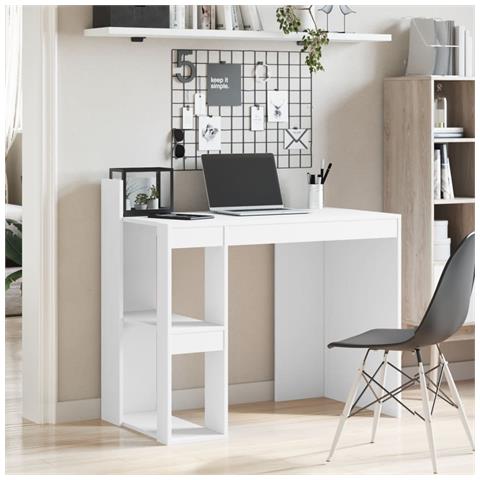 Scrivania Ufficio Bianca 103,5x56,5x94 Cm In Legno Multistrato - Foto 3