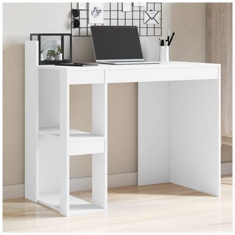 Scrivania Ufficio Bianca 103,5x56,5x94 Cm In Legno Multistrato - Foto 1