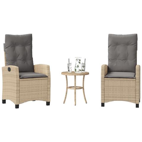 Set Da Bistrò 3 Pz Con Cuscini Beige Misto In Polyrattan - Foto 8