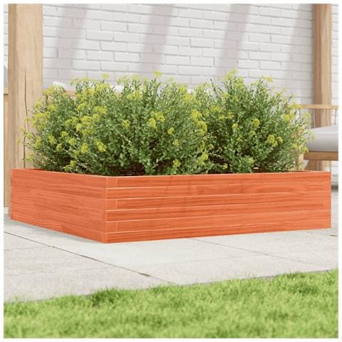 Fioriera Giardino Marrone Cera 100x100x23 Legno Massello Pino - Foto 1