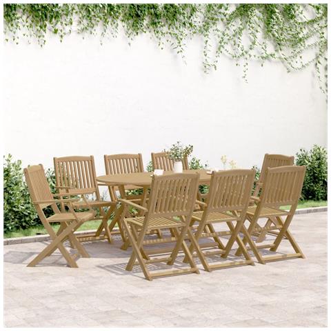 Sedie da Giardino Pieghevoli 8 pz Legno Massello di Acacia - Foto 2