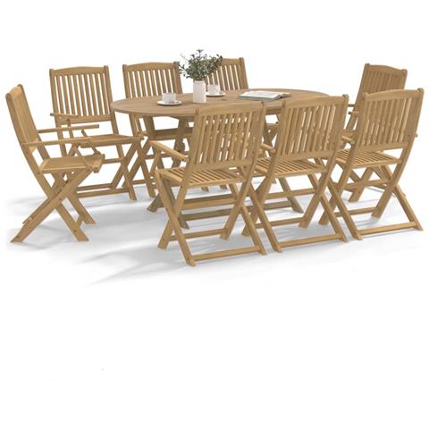 Sedie da Giardino Pieghevoli 8 pz Legno Massello di Acacia - Foto 7
