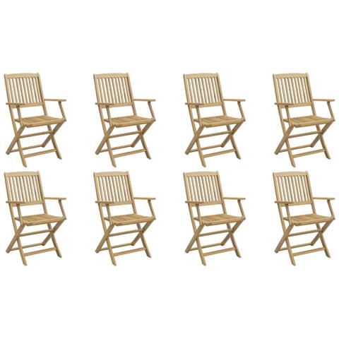 Sedie da Giardino Pieghevoli 8 pz Legno Massello di Acacia - Foto 1