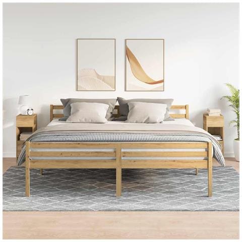 Comodini 2 Pz Con Cassetto Rovere Artigianale 25x31x66 Cm - Foto 3