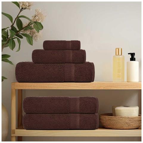 Asciugamani Ospiti 2 Pz Marrone 30x50 Cm 360 G/m 100% Cotone - Foto 3