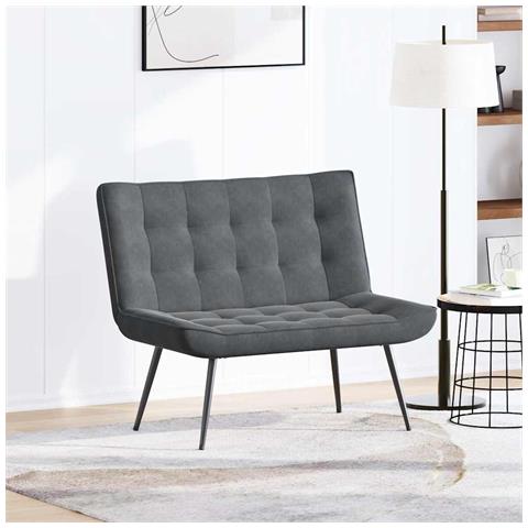 Panca Grigio Scuro 110x74x84 Cm In Velluto - Foto 3