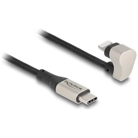 Cavo dati e cavo di ricarica USB Type-C per Lightning per iPhone e iPad angolata a 180° 1 m MFi - Foto 1