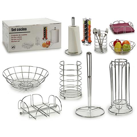 Set Da Cucina 5 Pezzi In Metallo Cromo. - Foto 1