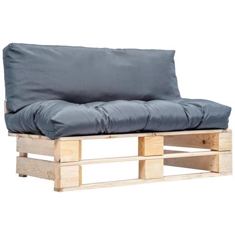 Lusso Casadino -  Divano Da Giardino A Pallet Con Cuscini Grigi In Legno Di Pino - Foto 2