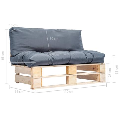 Lusso Casadino -  Divano Da Giardino A Pallet Con Cuscini Grigi In Legno Di Pino - Foto 5