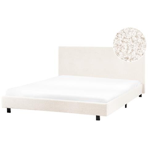 Letto Bouclé Albi 160 X 200 Cm Bianco Sporco - Foto 2
