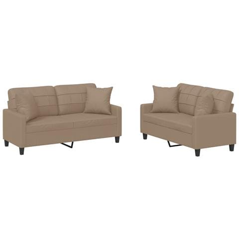 Set di Divani 2 pz con Cuscini Cappuccino in Similpelle - Foto 1
