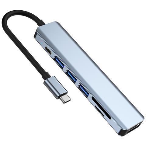 Hub Type-c 7-in-1: Hdmi, Pd, Sd/tf, Porte Usb 3.0 E 2.0 - Foto 1