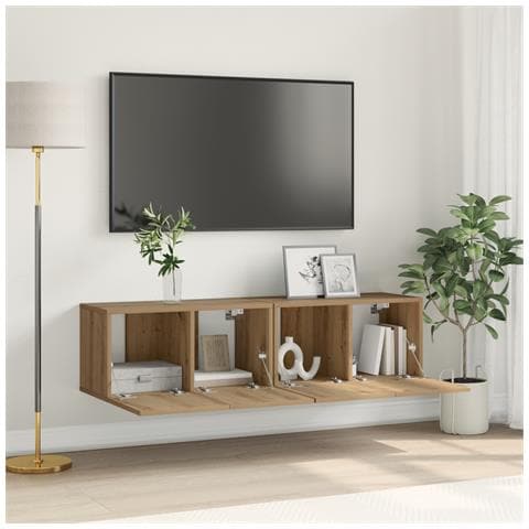 Set di mobili TV Rovere artigianale MDF Medio Mobile TV - Foto 2