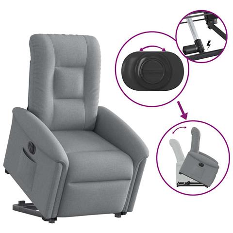 Poltrona Reclinante Alzapersona Elettrica Grigio Chiaro Tessuto - Foto 9