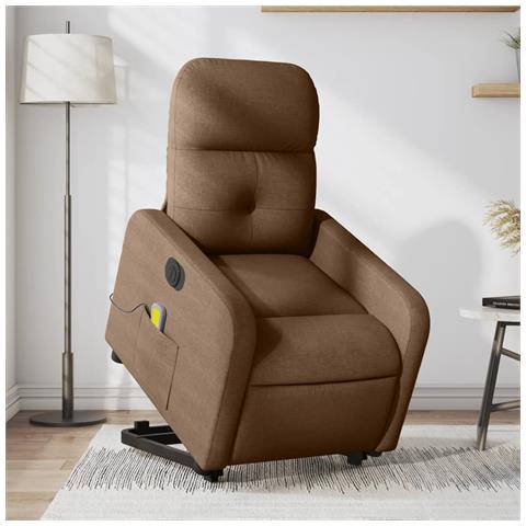 Poltrona Alzapersona Massaggiante Elettrica Marrone Tessuto - Foto 2