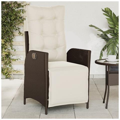 Sedia Reclinabile Giardino con Poggiapiedi Marrone Polyrattan - Foto 2