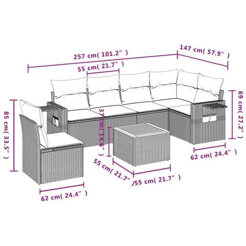 Set Divani da Giardino con Cuscini 7pz Nero Polyrattan - Foto 9