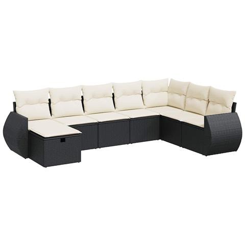 Set Divani da Giardino con Cuscini 8 pz Nero in Polyrattan - Foto 1