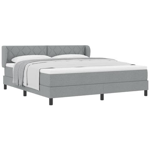 Letto a Rete con Materasso Grigio Chiaro 180x200 cm Tessuto - Foto 1