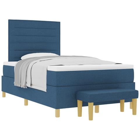 Letto con Box Spring e Materasso Blu 120x190 cm in Tessuto - Foto 1