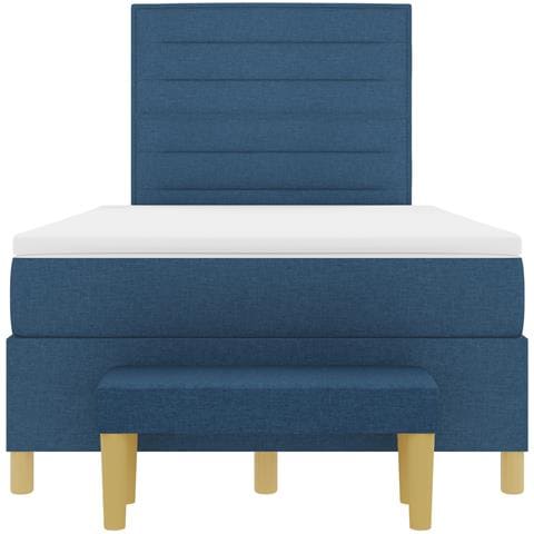 Letto con Box Spring e Materasso Blu 120x190 cm in Tessuto - Foto 9