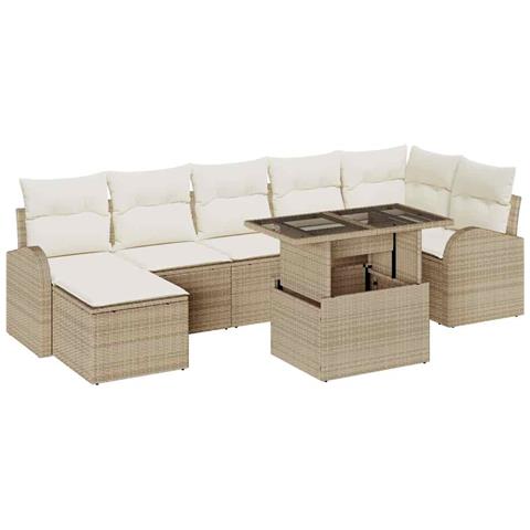 Set Divano da Giardino 8 pcs Beige Poly Rattan - Foto 1