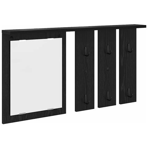 Appendiabiti a muro con lo scaffale Rovere nero 85 x 10 x 45 cm - Foto 1