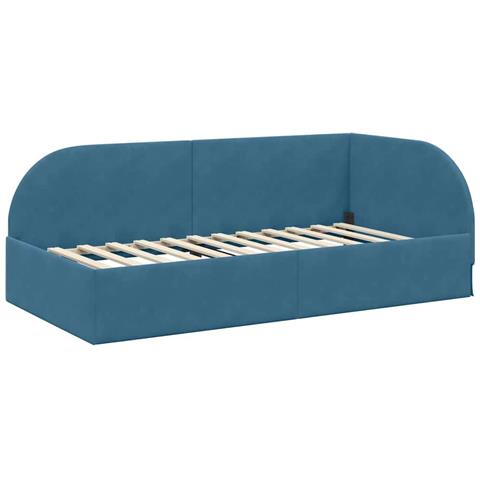 Cornice del letto ad angolo Blu 80 x 200 cm Velluto - Foto 1