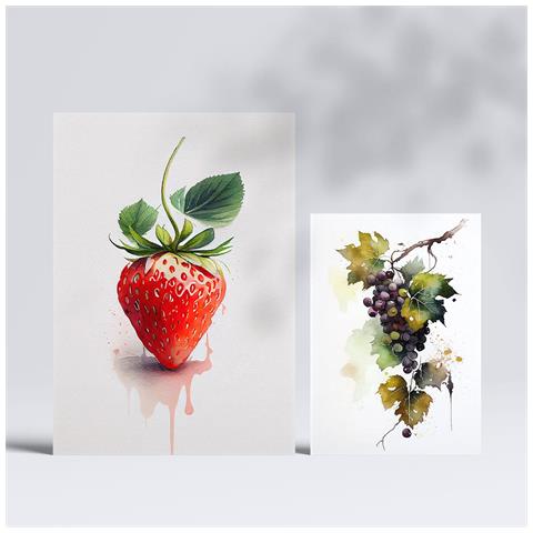 Set Di 6 Stampe Poster Di Frutta, Verdura E Cibo Sano Dai Colori Vivaci, Realizzati Con Acquerelli Su Sfondi Bianchi Puri. A3 & A4 Senza Cornice - Foto 2